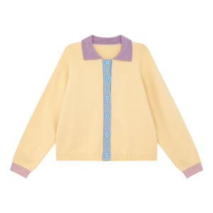 NIHAOKANONG | Áo Sweater Knitted Đổi Màu Ngọt Ngào cho Người Thon Nhỏ