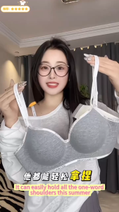 3-Piece Set Ribbed Push Up Bra Soft Breathable Anti-sag Everyday Wireless Comfort Bra Adjustable Bralette