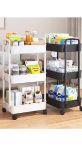 ชั้นวางของใช้ ชั้นวางรถเข็น 3 4ชั้น สไตล์มินิมอล ชั้นวางของพลาสติก พร้อมล้อเลื่อน+ที่จับ รถเข็นเก็บของ เคลื่อนย้ายสะดวก พร้อมส่ง BW