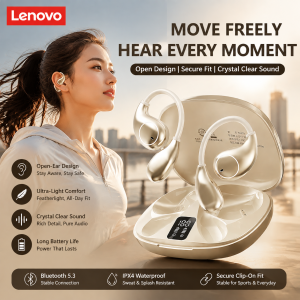 Lenovo | Lenovo TA320 Over-Ear Hook Wireless Earbuds Bluetooth 5.4 Touch Control Long Battery Life Built-in Call Microphone Sports Earbud