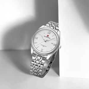 NAVIFORCE Original Simple Mens Watch Roman Numerals Dial Luminous Hands 3ATM Waterproof Stainless Steel Strap Calendar Casual Business Accessories Mens Watch Gift NF9282