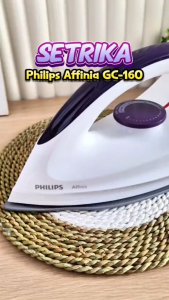 Philips Setrika Kering Afinia GC160/27 Putih Ungu Tapak Lebih Licin