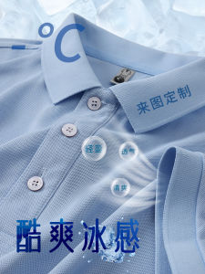 Summer Mens Ice Silk Short Sleeve Corporate Polo Shirt Casual Workwear T-Shirt Printed Logo Team Uniform Standard Fit Polyester Fiber