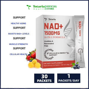 Totaria NAD Liquid Supplement 1500mg Extra Strength NAD+ Resveratrol Urolithin A PQQ 16-in-1 Formula with Nicotinamide Riboside for Anti Aging Energy Immune Focus for Men & Women