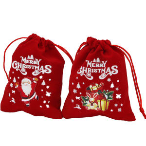 (5 cái/túi) 10x12cm giáng sinh vui vẻ nhung Túi Quà Tặng trang sức treo Cây giáng sinh dây rút túi bao bì hộp kẹo tự làm