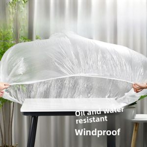 Disposable Rectangular Tablecloth Thickened Elastic Plastic Film Cover for round And Long Tables Easy to Clean And Store