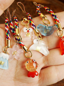 Gold Foil Amulet Mobile Phone Chain Pendant Lucky Charm Attraction Keio University Souvenir Handmade Craft Keychain Fob