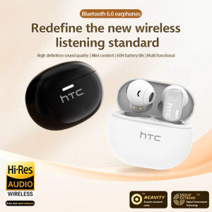 HTC Bluetooth 6.0 Wireless Earbuds Hi-Res Gold Sound 53dB Noise Cancelling 60H Playtime Mini Short Handle Ultra-Light Low Latency Gaming​