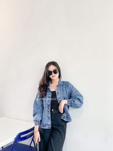 Elea Oversize Jeans Jaket Lengan Balon