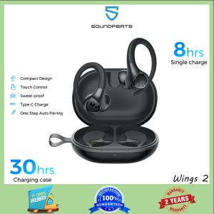 SoundPeats Wings 2- Wireless Earphones with Bluetooth 5.3 Waterproof Sports Earphones with Ear Hook Controlled Through Touch Application 30 hours