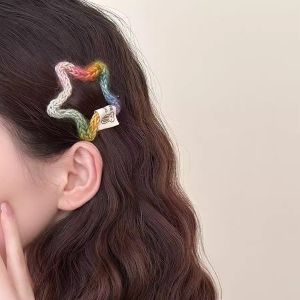 Colorful Braided Plush Star Hair Clip