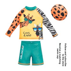 nikoscout | Sun Protection Quick-Dry Childrens Swimwear 10 Years Old Orange Long-Sleeve Separates
