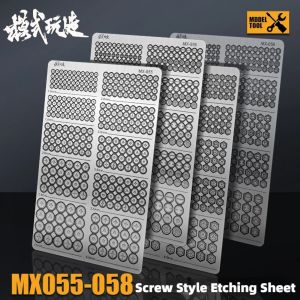 MSWZ MX055 ~ 058แผ่นสลักแบบสกรูสำหรับ Gundam Gunpla DIY GK โมเดลทำเครื่องมือทหาร304แผ่นสแตนเลสแกะสลักฟิล์มป้องกัน