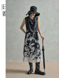 High-grade Printed Long Dress Adjustable