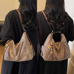 กระเป๋าสะพายไหล่ผู้หญิงความจุขนาดใหญ่ กระเป๋าถือทรงสี่เหลี่ยม กระเป๋าสะพายข้างแบบอเนกประสงค์สำหรับฤดูใบไม้ร่วงและฤดูหนาว กระเป๋า iPad ขนาดใหญ่