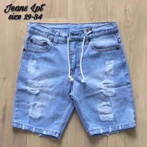 Celana Jeans Pendek sobek Pria Dewasa