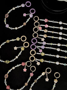 สายโทรศัพท์แบบสะพายข้างลายดอกไม้สไตล์เกาหลี สายโซ่ป้องกันการตกหล่น กระเป๋าสะพายข้างแบบสะพายข้างสำหรับกลางแจ้ง