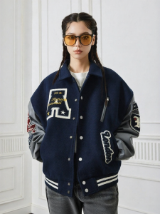 A chock | American Cleanfit Stand-up Collar Embroidered Baseball Jacket