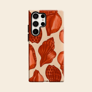 Reddish Conch Print Luxury Fashion Full Lens Protective Case for Samsung Galaxy S26 S25 S24 A56 A36 Plus Ultra