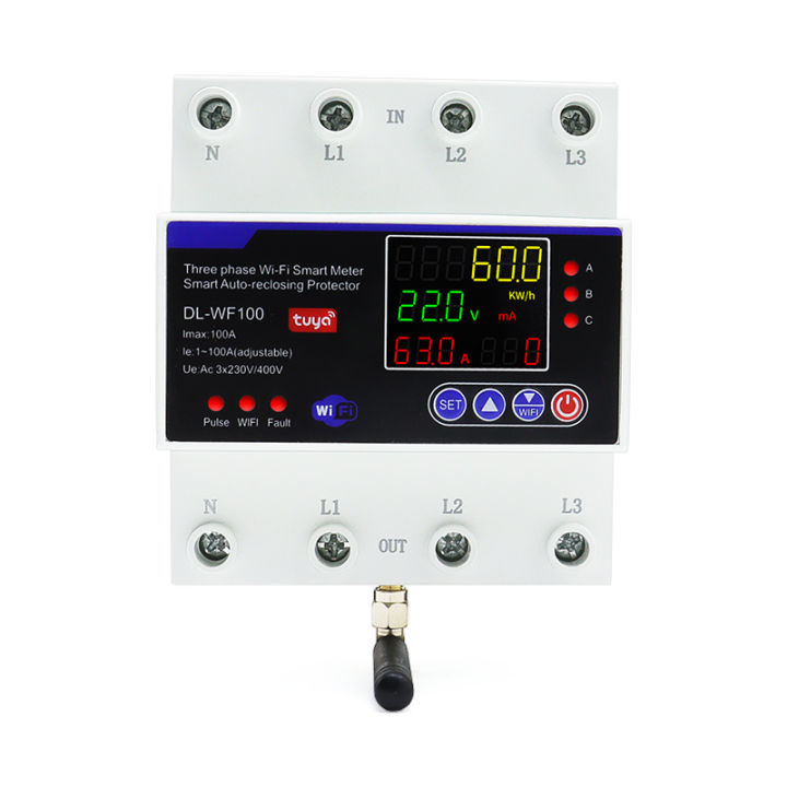 4P 100A Tuya WiFi Three Phase Smart Life Auto-Reclosing Over Under ...
