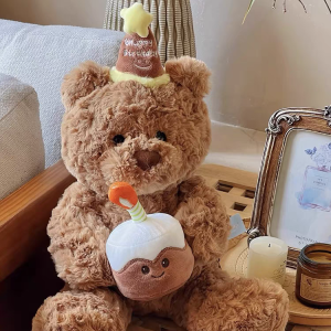 Yan Haoxiang Birthday Bear Doll Plush Toy Teddy Bear Figurine Girls Doll Gift for Best Friend Soft PP Cotton Stuffed Toys