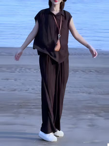 UYFY | ชุดเสื้อเชิ้ตแขนสั้นหลวมๆ สีดำ ชุดสองชิ้น สำหรับผู้หญิง ฤดูร้อน 2024 แฟชั่นลำลอง สไตล์เกาหลี ทรงเข้ารูป