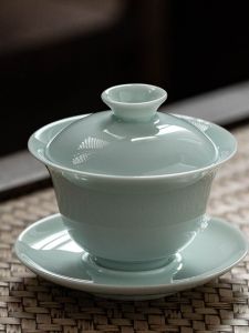 100ml Ceramic Tea Cup Small Lid Bowl Three Elements Cup No Scalding Gongfu Tea Set Brewing Bowl Thin Walled Single Piece