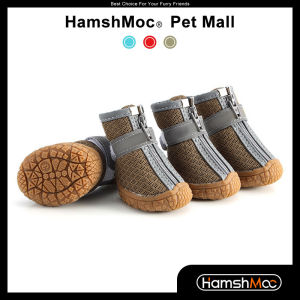 HamshMoc Dog Shoes Dog Boots Breathable Dog Booties for Small Medium Dog with Reflective Straps Rugged Anti-Slip Sole Paw Protector