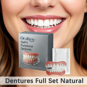 oralhoe | Oralhoe Dentures False Teeth Natural Color Temporary Tooth Caps for Broken Teeth Cover Silicone Teeth Denture DIY Denture Kit