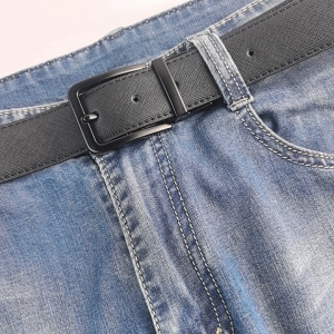 Authentic New Leather Belts for Men Silver Simple Metal Buckle Natural Cowhide Mens Belt Casual Business Belt