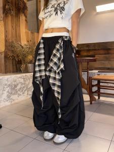 MEKEYNY | Retro Check Pleated Wide Leg Trousers