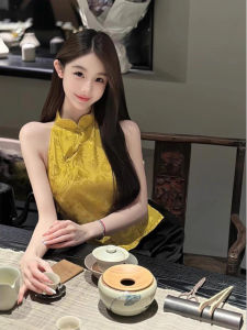 chaqi | Áo vest không tay màu vàng ôm vừa vặn thời trang mùa hè dành cho nữ Thiết kế mới Áo ngắn thời trang Chất liệu khác 100%