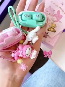 Sanrio | Sanrio Kuromi TWS Bluetooth Earbuds Cinnamoroll Melody Wireless Headphones Hello Kitty Sport Touch Control Game Earphones Gifts