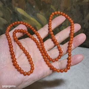 5.7mm Premium natural Baoshan Nan Hong necklace / multi loops bracelet 优质天然保山南红項链多圈手链