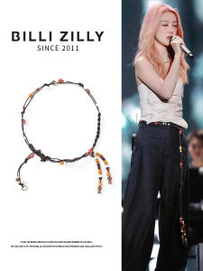 BILLI ZILLY | Handcrafted Beaded Waist Chain For Women In Orange And Yellow Contrast Colors Fashionable Versatile Knot Waist Rope Ethnic Style