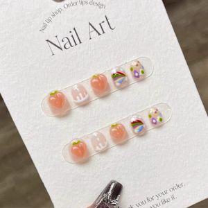 GANGHOU | Childrens Nail Stickers Rainbow Dopamine Ice Transparent 6-11 Years
