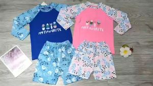 Đồ bơi bé gái 2 mảnh áo dài tay phủ bụng quần đùi chất liệu thun lạnh thoáng mát co dãn 4 chiều BINSPORTS BB049