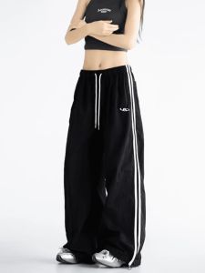 High Waist Straight Leg Sports Pants Womens Spring Summer Climbing Pants Casual Workwear Wide Leg Trousers American Retro Style