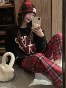 Pure Cotton Sleepwear Set Womens Casual Long Sleeve Long Pants Two-Piece Suite for Home Wear Comfortable Breathable Nightgown