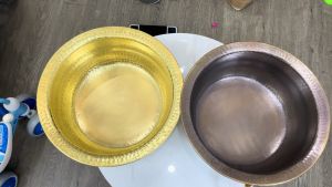 Chậu đồng rửa tay rửa mặt ngâm chân Spa gò tay thủ công 100% đk 40cmcao 15cm nặng khoảng 2kg/cái