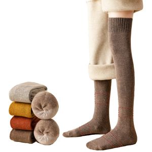 Tất Ống Dài Dày Dặn Mùa Đông Cho Nữ Tất Ống Dài Ấm Áp Bằng Cotton Polyester Elastane Spandex Dài Đến Đầu Gối