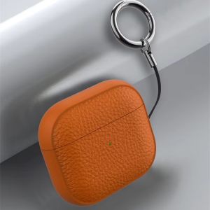 Luxury Litchi Skin รูปแบบหูฟังสําหรับ AirPods 4 3 2 1 พร้อมตะขอเกราะป้องกันนุ่มสําหรับ AirPods Pro 1st 2nd Gen