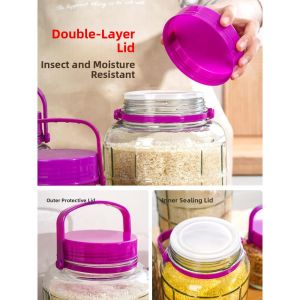 Kitchen Food Storage Glass Sealed Container Grain Rice Bucket Beans Storage Box Home Use Five Grains Cereals Storage Jar