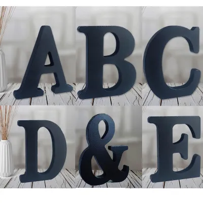 6 inch Black Wood Letters Unfinished Wood Letters for Wall Decor Decorative Standing Letters Slices Sign Board Decoration for Cr