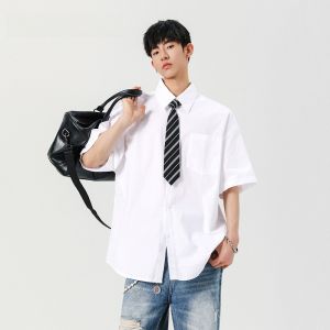 HetingHOME | Hetinghome Summer Trendy Brand Loose Mens Half Sleeve Shirt No Gender Short Sleeve Casual Cotton Polyester Blend Four Seasons