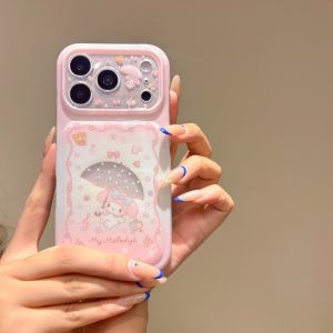 Sanrio | Ốp Điện Thoại iPhone My Melody Phối Màu Gradient Lấp Lánh - Ốp Chống Sốc Hoạt Hình Dễ Thương Với Cửa Sổ Kính Lấp Lánh Dành Cho iPhone 17/16/15 Pro Max