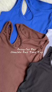 KNITTED CROP TOP/ KASSY CUT OUT SHOULDER KNIT TANK TOP” (Free Size & Plus Size) Available