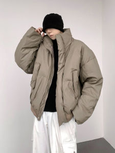 American Style Thickened Cotton Jacket Mens Winter Short Bread Shape Coat Stand Collar Fashionable Streetwear Youth Pop