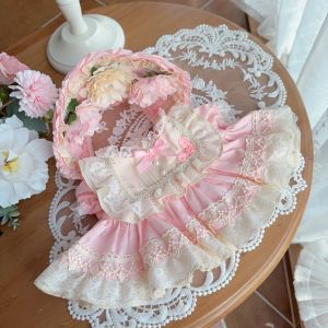 Xmya Original 20cm Cotton Doll Skirt Labubu Flower Print Anime Cosplay Costume Dollhouse Miniature Furniture Dolls