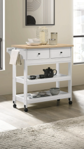 Hii Living CONNI CARDIN Kitchen Cabinet Trolley Storage Cabinet White Trolly 4 Wheel